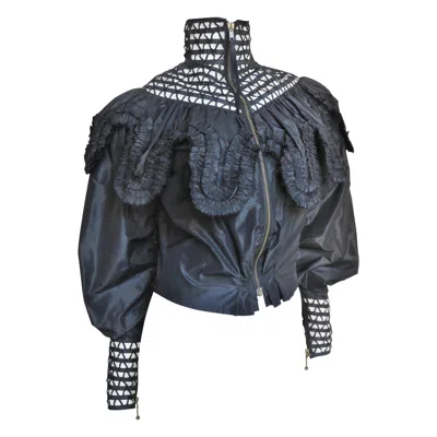 Pre-owned Jean Paul Gaultier New Silk Jacket Top 1990s In Black