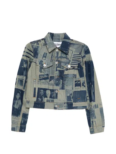 Jean Paul Gaultier Newspaper-print Denim Jacket In Multi