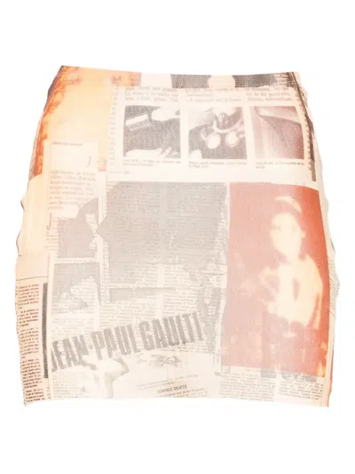 Jean Paul Gaultier Newspaper-print Mini Skirt In Neutral