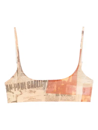 Jean Paul Gaultier Newspaper-print Top In Neutral