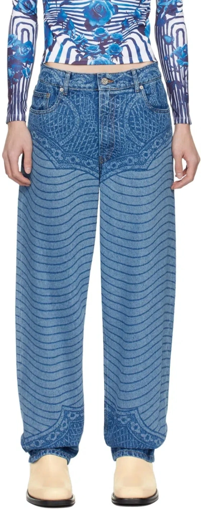 Jean Paul Gaultier Non-stretch Denim Jeans In Multi