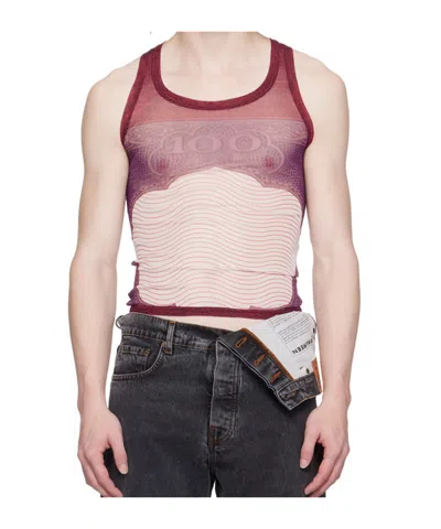 Jean Paul Gaultier Number-print Mesh Tank Top