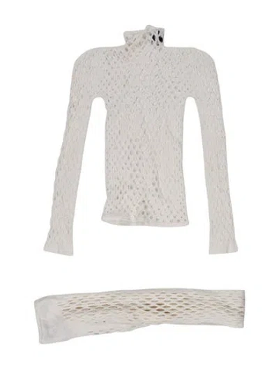 Pre-owned Jean Paul Gaultier Nylon Crochet Trim Pant Set In White