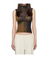 Jean Paul Gaultier Ssense Exclusive Green High Neck Printed Acid Water Top In Black