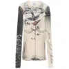 Jean Paul Gaultier The Double Layer Printed Mesh Long Sleeves Top