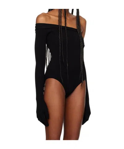 Jean Paul Gaultier Off-shoulder Bodysuit In Black