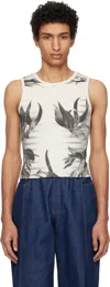 Jean Paul Gaultier Off-white Flower Body Morphing Mariniere Tank Top In 010200-white/grey/bl