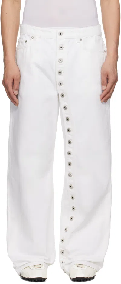Jean Paul Gaultier Off-white 'the Buttoned Denim' Jeans In 05-offwhite
