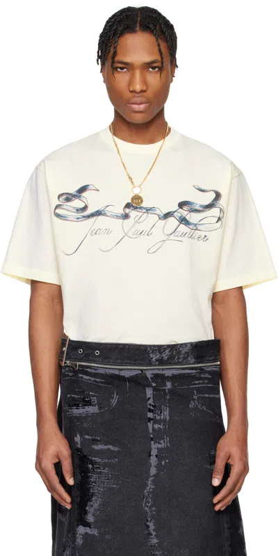 Jean Paul Gaultier Off-white 'the Oversized Tattoo Ruban' T-shirt In 0500-offwhite/black