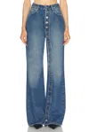 Jean Paul Gaultier Haute Jeanerie Embellished Low-rise Wide-leg Jeans In Vintage Blue