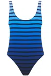 Jean Paul Gaultier Striped Pattern Scoop Neckline Swimsuit In Blue