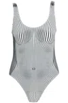 Jean Paul Gaultier Pinstripe Body Morphing Swimsuit In White/black