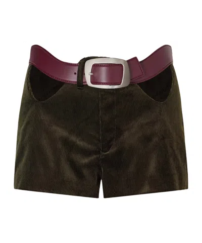 Jean Paul Gaultier Openwork Cotton Corduroy Shorts In Multi