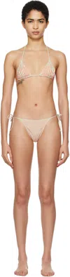 Jean Paul Gaultier Orange & Green 'the Pinstripe Body Morphing' Bikini In 4216 Mint/coral