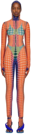 Jean Paul Gaultier Orange Dots Midi Dress In 271540-purple/orange