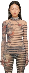 Jean Paul Gaultier Navy Mariniere Maxi Dress In 635030 Nude/blue/red