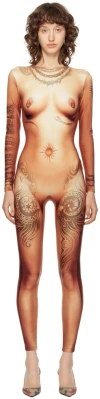Jean Paul Gaultier Orange 'the Body Tattoo' Jumpsuit In 25 Lightnude