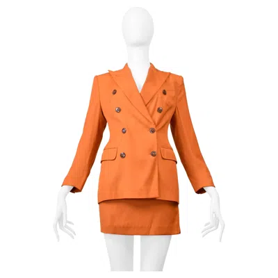 Pre-owned Jean Paul Gaultier Orange Wool Skirt Suit Ensemble