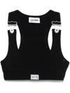 Jean Paul Gaultier Black Cotton Crop Tank Top With Clip For Overalls In Black