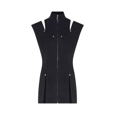 Pre-owned Jean Paul Gaultier Overdyed Denim Short Dress With Slit Detail And Mesh Incrustation On The Back 'na In Blue