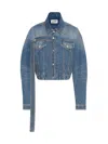 Jean Paul Gaultier Cropped Oversized Denim Jacket With Classic Collar In Blue