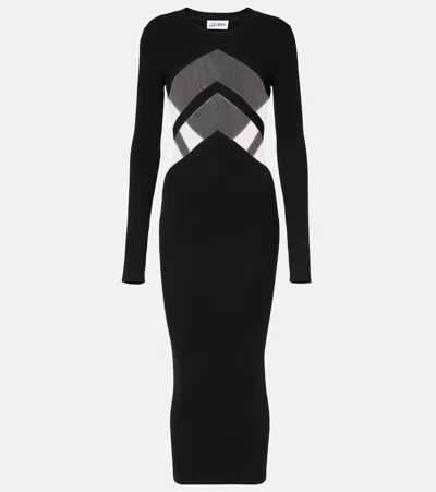 Jean Paul Gaultier Paneled Jersey Midi Dress In Black