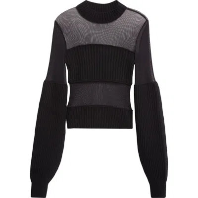 JEAN PAUL GAULTIER JEAN PAUL GAULTIER PANELED MIXED MEDIA SWEATER