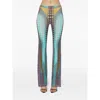 Jean Paul Gaultier High Waist Flared Sheer Stretch Trousers In Blue