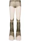 Jean Paul Gaultier White The Cartouche-print Flared Trousers In Green Ecru Black Orange