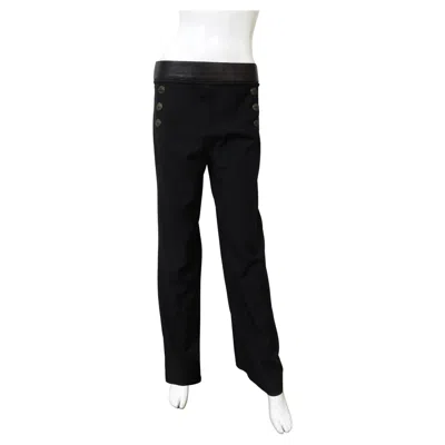 Pre-owned Jean Paul Gaultier Pants Lace Up Back And Zipper Leather Belt In Black