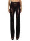 Jean Paul Gaultier High Waist Sheer Trousers With Metallic Finish In Brown