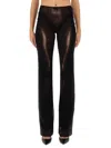 Jean Paul Gaultier High Waist Sheer Trousers With Metallic Finish In Brown