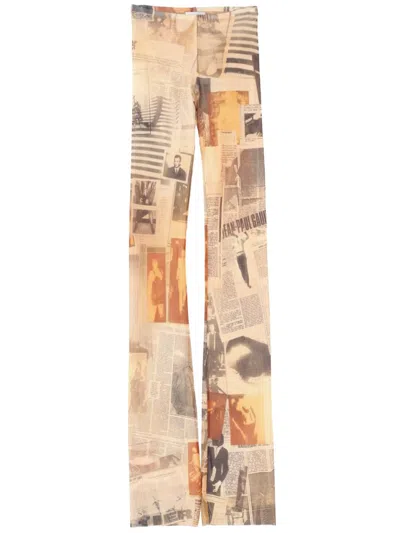 Jean Paul Gaultier Pants With Journal Print In Metallic