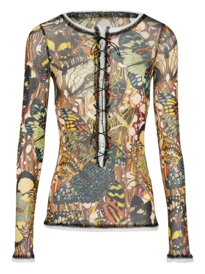Jean Paul Gaultier Papillon Jaune Lacing Top In Multi