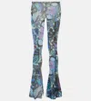 Jean Paul Gaultier Papillon Jersey Flared Pants In Blue