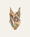 Jean Paul Gaultier Papillon One-piece Swimsuit In Yellow Multicolor