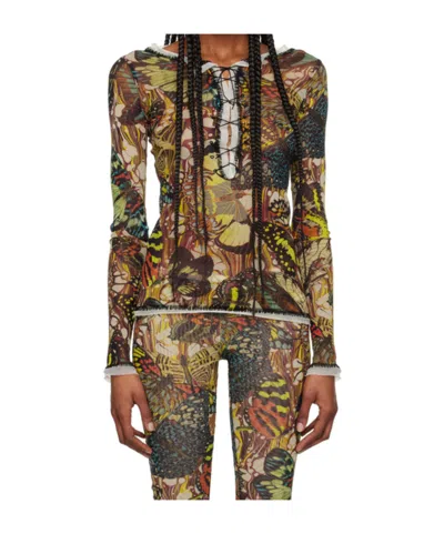 Jean Paul Gaultier Multicolor 'the Butterly' Long Sleeve T-shirt In 1090 Yellow/multicol