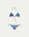 Jean Paul Gaultier Papillon Two-piece Swimsuit In Blue Multicolor
