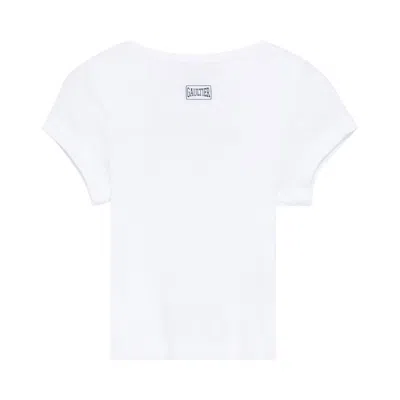 Pre-owned Jean Paul Gaultier Patch Crop Baby Tee 'white' | Women's Size Xs