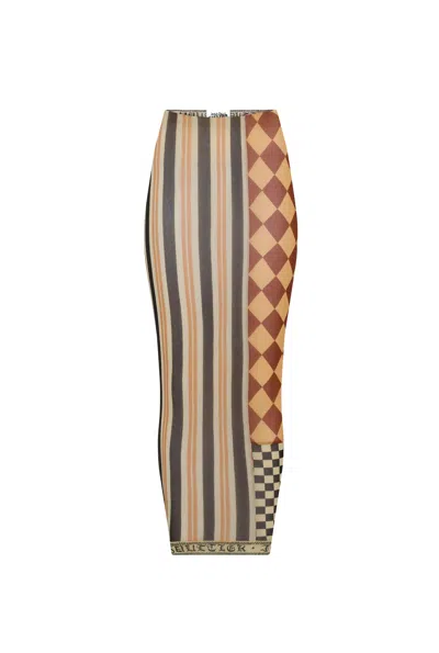 Jean Paul Gaultier Patchwork Long Skirt Woman Multicolr In Brown