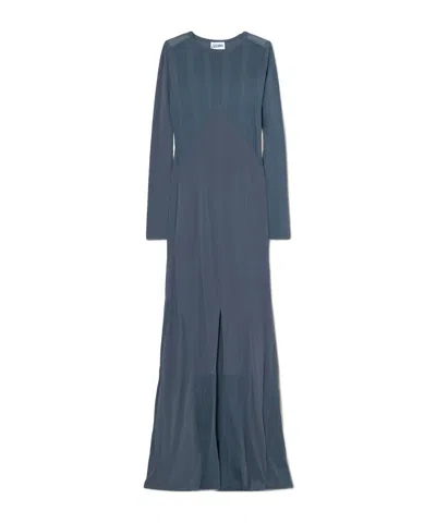 Jean Paul Gaultier Paneled Ribbed Stretch-jersey Maxi Dress In Blue