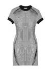 Jean Paul Gaultier Short Dress In Black And White Striped Jacquard Viscose In White And Black