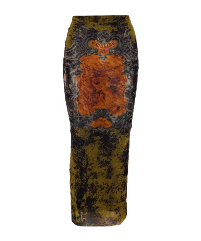 Jean Paul Gaultier Patterned Skirt In Green