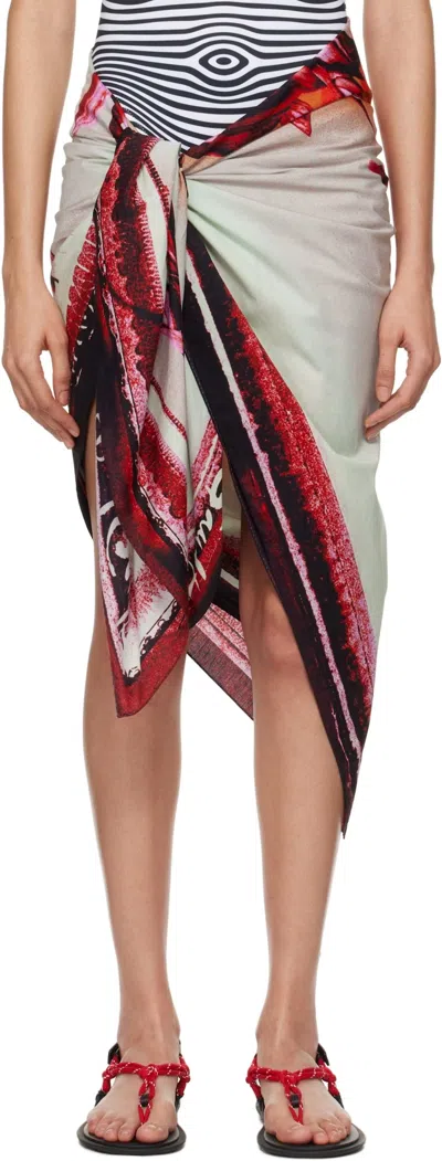 Jean Paul Gaultier Patterned Skirt In Gray/pink