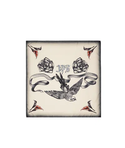 Jean Paul Gaultier Patterned Square Scarf In White