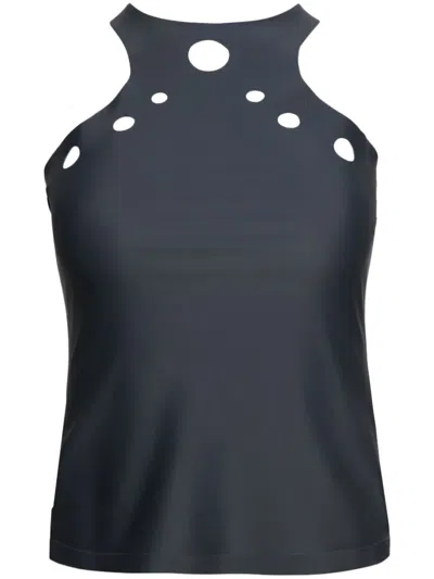 Jean Paul Gaultier Perforated Round-neck Tank Top In Grey