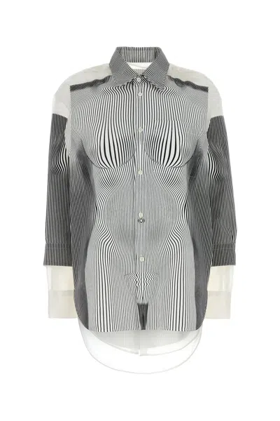 Jean Paul Gaultier Camicia Oversize Stampata In Organza E Poliestere Donna In Gray