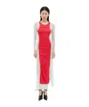 Jean Paul Gaultier Layered Ribbed Cotton-jersey And Mesh Maxi Dress In Red