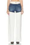 Jean Paul Gaultier Petit Grand Trompe L'oeil Wide Jeans In Ecru & Vintage Blue
