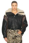 Jean Paul Gaultier Petit Grand Cropped Leather Jacket In Vintage Brown & Dark Brown